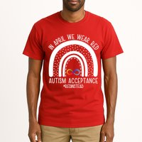 In April We Wear Red Autism Acceptance Red Instead Rainbow Tall T-Shirt
