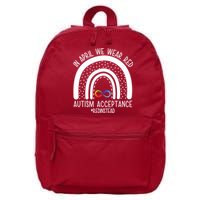 In April We Wear Red Autism Acceptance Red Instead Rainbow 16 in Basic Backpack