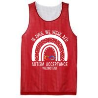 In April We Wear Red Autism Acceptance Red Instead Rainbow Mesh Reversible Basketball Jersey Tank