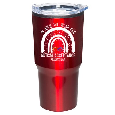 In April We Wear Red Autism Acceptance Red Instead Rainbow Tumbler