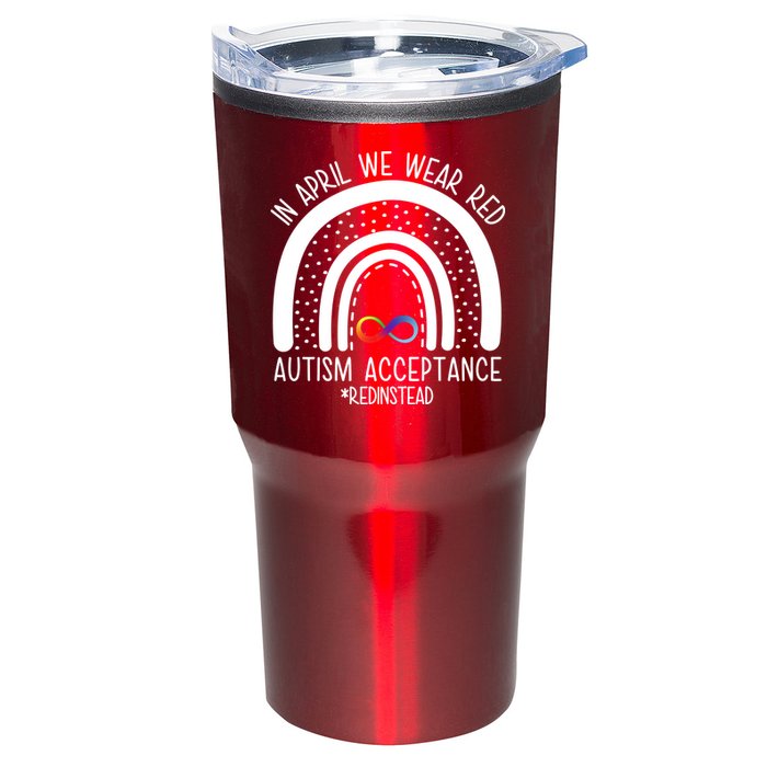 In April We Wear Red Autism Acceptance Red Instead Rainbow Tumbler