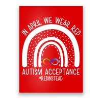In April We Wear Red Autism Acceptance Red Instead Rainbow Poster