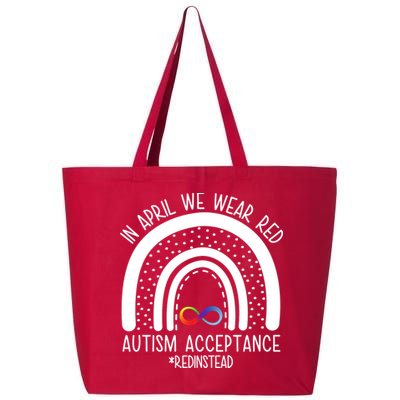 In April We Wear Red Autism Acceptance Red Instead Rainbow 25L Jumbo Tote