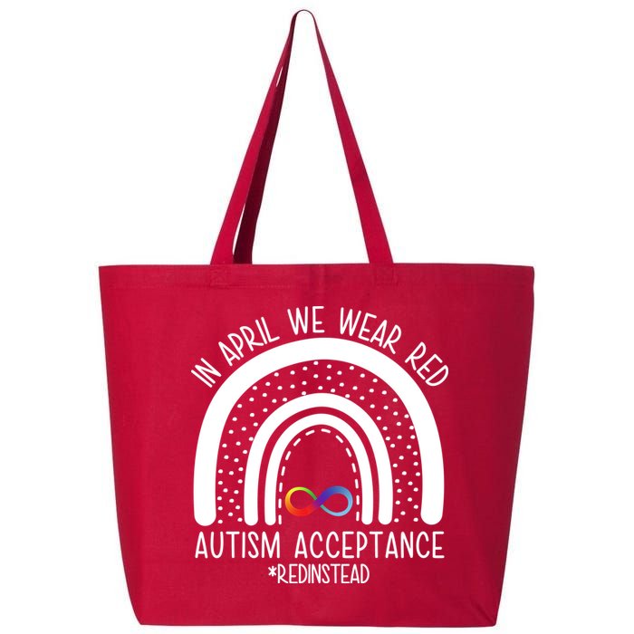 In April We Wear Red Autism Acceptance Red Instead Rainbow 25L Jumbo Tote
