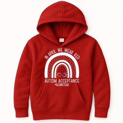 In April We Wear Red Autism Acceptance Red Instead Rainbow Kids Hoodie
