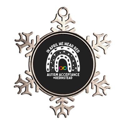 In April We Wear Red Autism Awareness Acceptance Red Instead Metallic Star Ornament