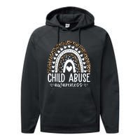 In April We Wear Blue Cool Child Abuse Prevention Awareness Performance Fleece Hoodie