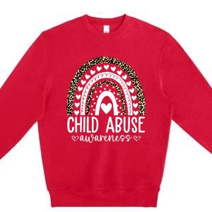 In April We Wear Blue Cool Child Abuse Prevention Awareness Premium Crewneck Sweatshirt