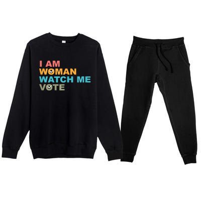 I Am Woman Watch Me Vote 2024 Premium Crewneck Sweatsuit Set