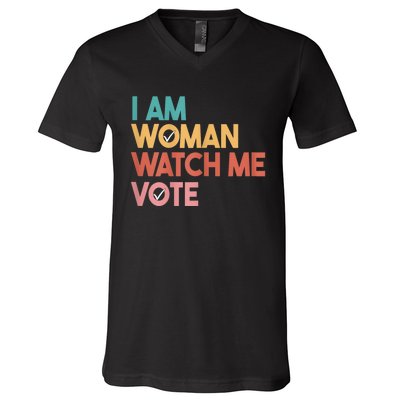 I Am Woman Watch Me Vote 2024 V-Neck T-Shirt