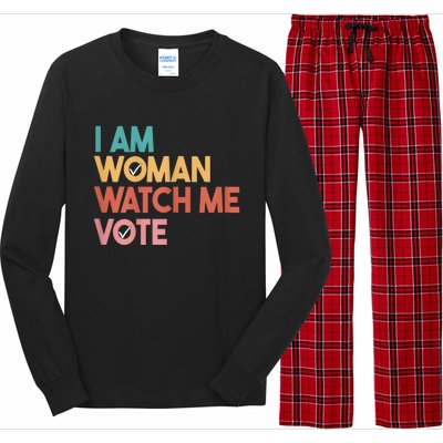 I Am Woman Watch Me Vote 2024 Long Sleeve Pajama Set