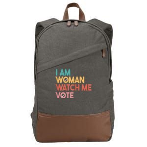 I Am Woman Watch Me Vote 2024 Cotton Canvas Backpack