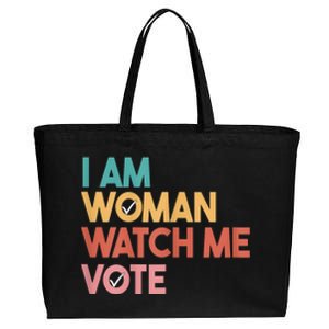 I Am Woman Watch Me Vote 2024 Cotton Canvas Jumbo Tote