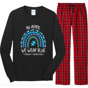 In April We Wear Blue Rainbow Autism Awareness Month Long Sleeve Pajama Set