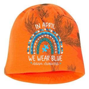 In April We Wear Blue Rainbow Autism Awareness Month Kati - Camo Knit Beanie