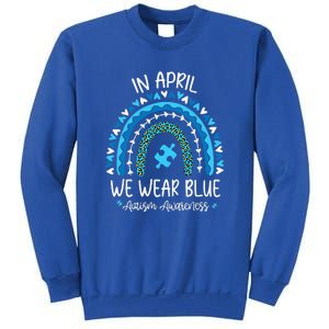 In April We Wear Blue Rainbow Autism Awareness Month Sweatshirt