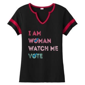 I Am Woman Watch Me Vote 2024 Ladies Halftime Notch Neck Tee