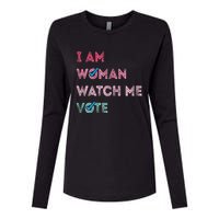 I Am Woman Watch Me Vote 2024 Womens Cotton Relaxed Long Sleeve T-Shirt