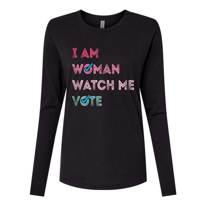 I Am Woman Watch Me Vote 2024 Womens Cotton Relaxed Long Sleeve T-Shirt