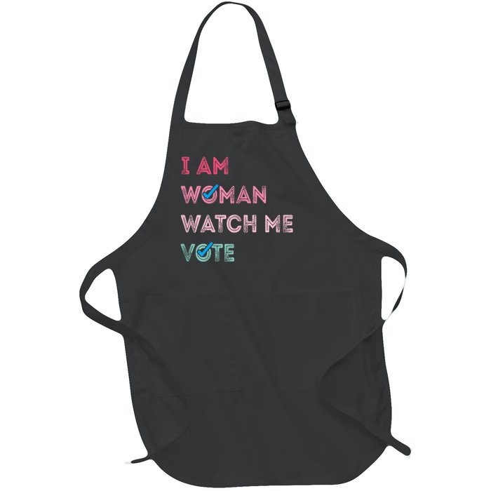 I Am Woman Watch Me Vote 2024 Full-Length Apron With Pockets