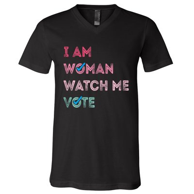 I Am Woman Watch Me Vote 2024 V-Neck T-Shirt