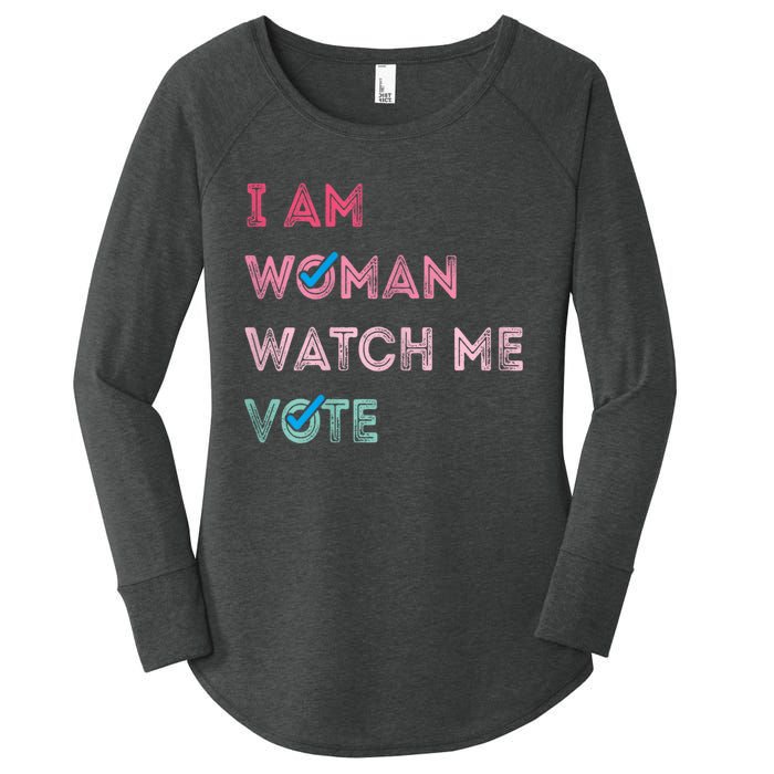 I Am Woman Watch Me Vote 2024 Women's Perfect Tri Tunic Long Sleeve Shirt