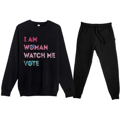 I Am Woman Watch Me Vote 2024 Premium Crewneck Sweatsuit Set