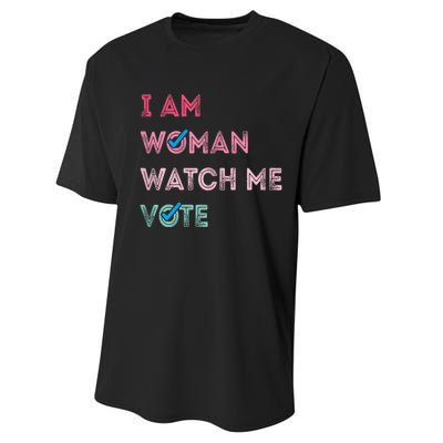 I Am Woman Watch Me Vote 2024 Performance Sprint T-Shirt