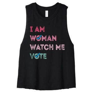 I Am Woman Watch Me Vote 2024 Women's Racerback Cropped Tank