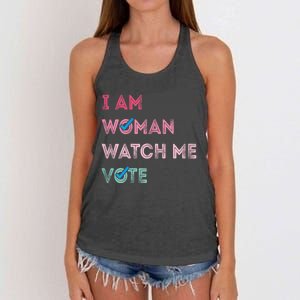 I Am Woman Watch Me Vote 2024 Women's Knotted Racerback Tank