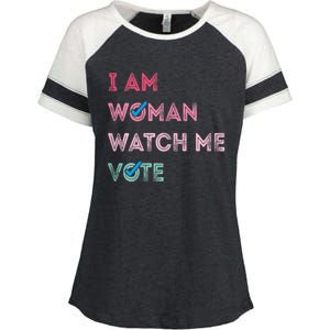 I Am Woman Watch Me Vote 2024 Enza Ladies Jersey Colorblock Tee