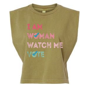 I Am Woman Watch Me Vote 2024 Garment-Dyed Women's Muscle Tee