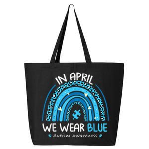 In April We Wear Blue Rainbow Autism Awareness Month Shirt 25L Jumbo Tote