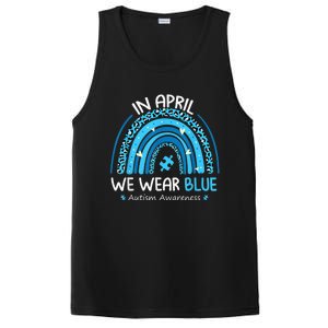 In April We Wear Blue Rainbow Autism Awareness Month Shirt PosiCharge Competitor Tank