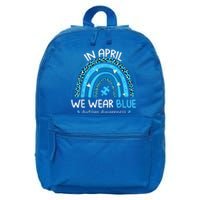 In April We Wear Blue Rainbow Autism Awareness Month Shirt 16 in Basic Backpack