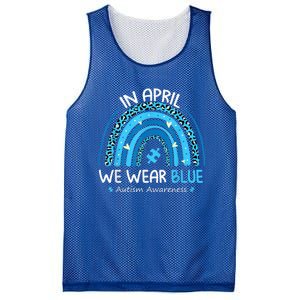 In April We Wear Blue Rainbow Autism Awareness Month Shirt Mesh Reversible Basketball Jersey Tank