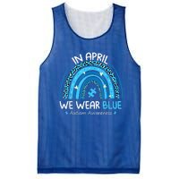 In April We Wear Blue Rainbow Autism Awareness Month Shirt Mesh Reversible Basketball Jersey Tank