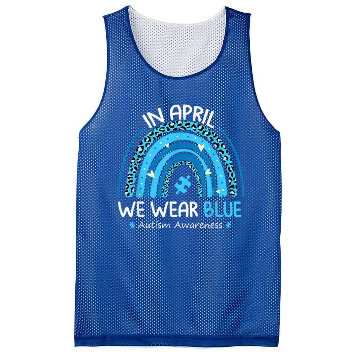 In April We Wear Blue Rainbow Autism Awareness Month Shirt Mesh Reversible Basketball Jersey Tank