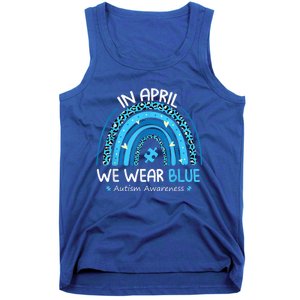 In April We Wear Blue Rainbow Autism Awareness Month Shirt Tank Top