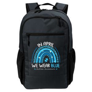 In April We Wear Blue Rainbow Autism Awareness Month Shirt Daily Commute Backpack