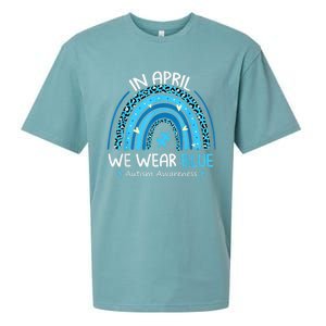 In April We Wear Blue Rainbow Autism Awareness Month Shirt Sueded Cloud Jersey T-Shirt