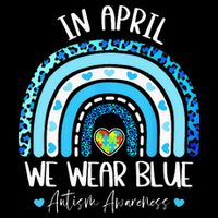 In April We Wear Blues Autism Awareness Month Drawstring Bag