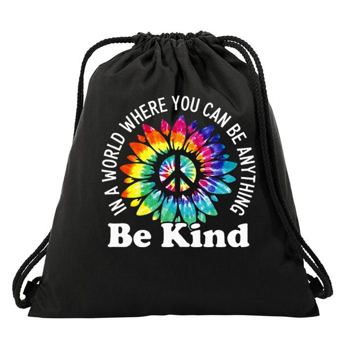 In A World Where You Can Be Anything Be Kind Sign Language Drawstring Bag