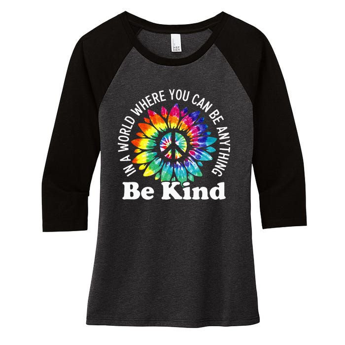 In A World Where You Can Be Anything Be Kind Sign Language Women's Tri-Blend 3/4-Sleeve Raglan Shirt