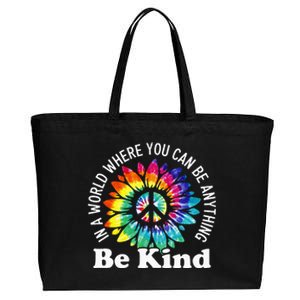 In A World Where You Can Be Anything Be Kind Sign Language Cotton Canvas Jumbo Tote