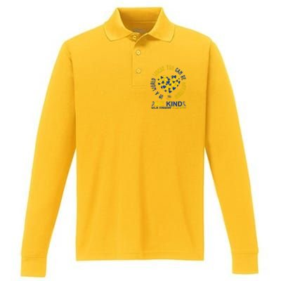 In A World Where You Can Be Anything Be Kind Down Syndrome Performance Long Sleeve Polo