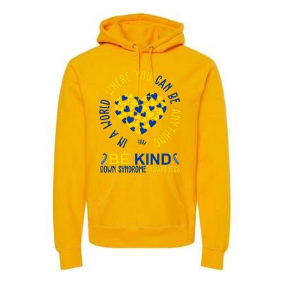 In A World Where You Can Be Anything Be Kind Down Syndrome Premium Hoodie