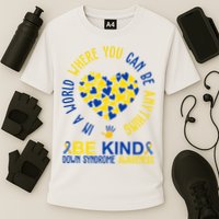In A World Where You Can Be Anything Be Kind Down Syndrome Performance Shirt