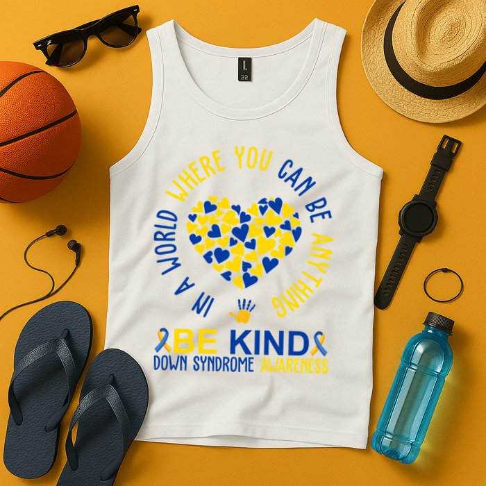 In A World Where You Can Be Anything Be Kind Down Syndrome Tank Top