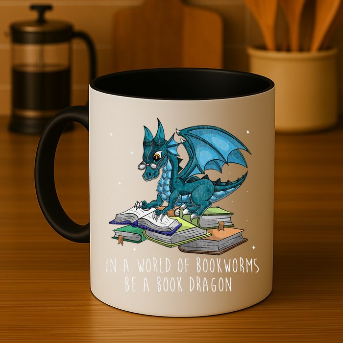 In A World Full Of Bookworms Be A Book Dragon Mug